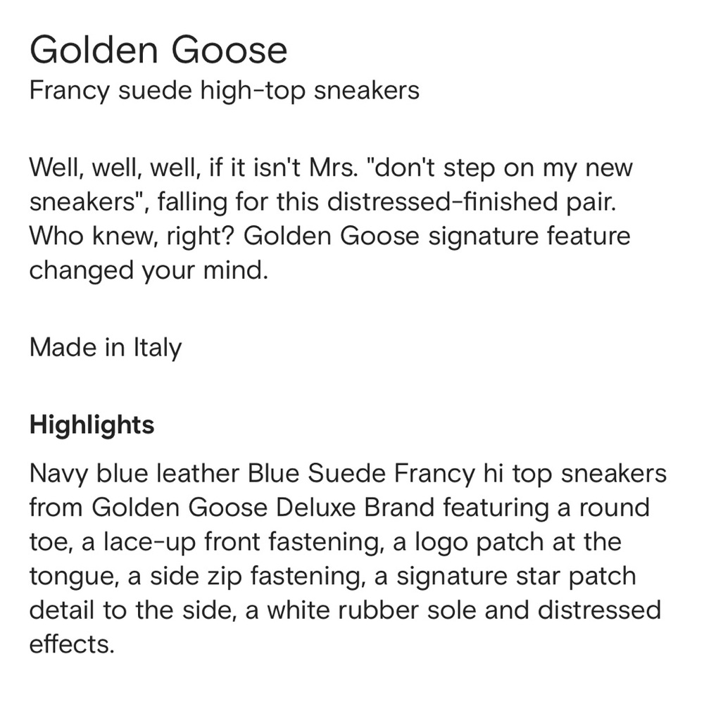 NEW! GGDB GOLDEN GOOSE Navy Suede Francy Side-Zip Sneakers size 39 New in Box! - Picture 3 of 16